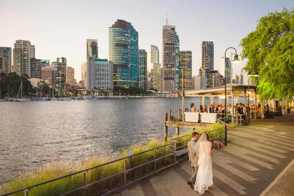 Brisbane Wedding Reception Venue Riverlife - walking to reception