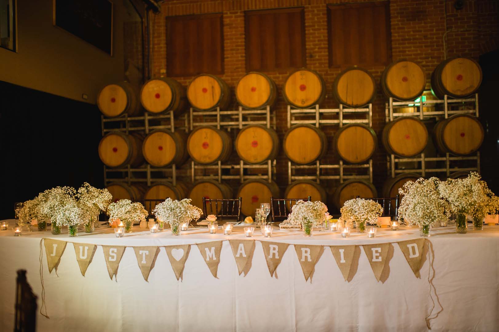 Sirromet Wedding - The Barrel Hall main table
