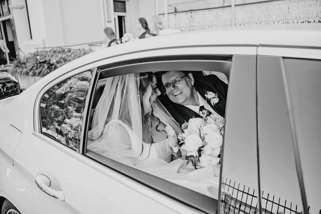 All Hallows Chapel Wedding - Bride arrive