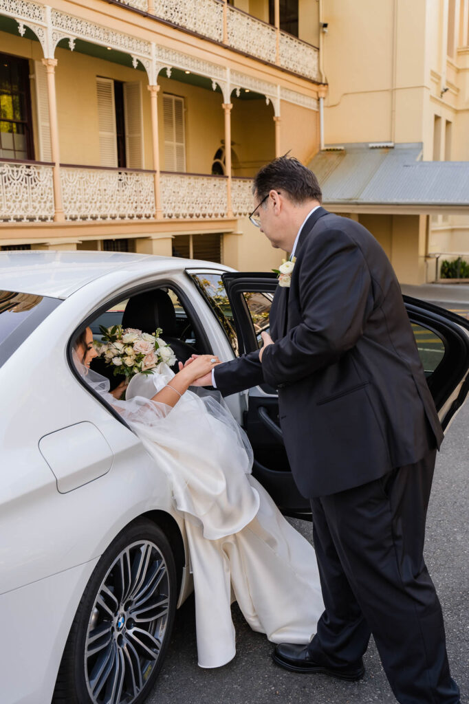 All Hallows Chapel Wedding - Bridal car