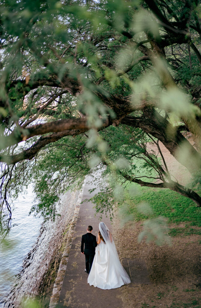 All Hallows Chapel Wedding - walking away