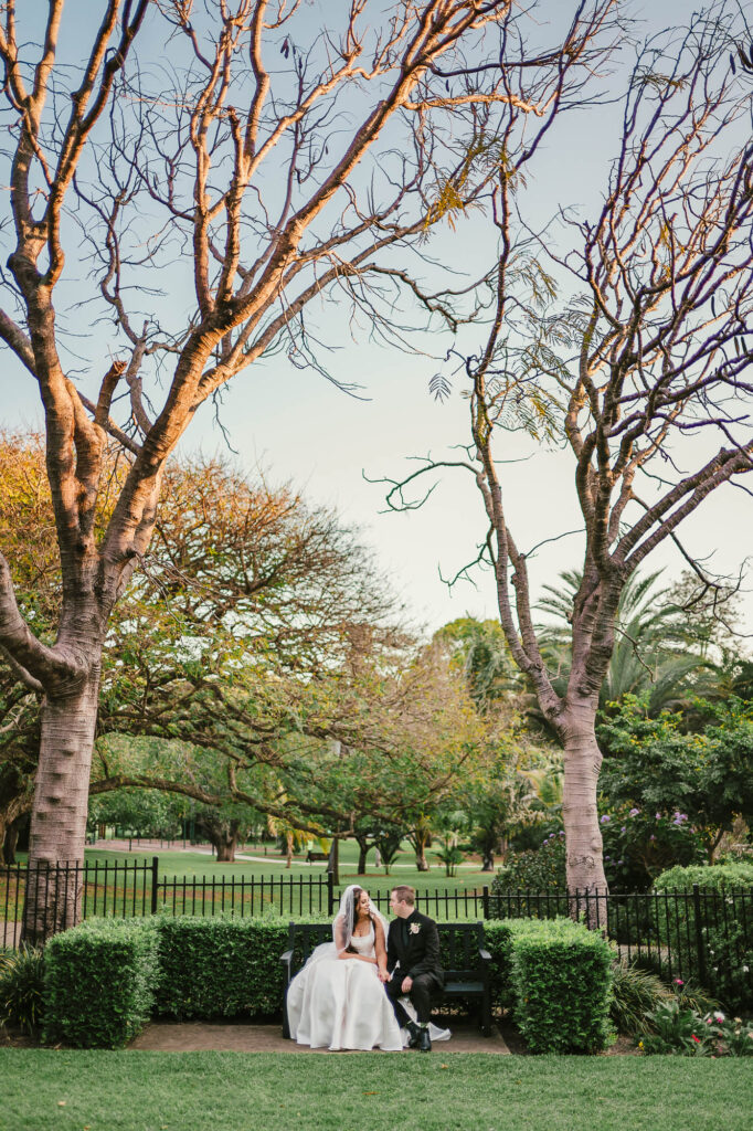 All Hallows Chapel Wedding - park bench