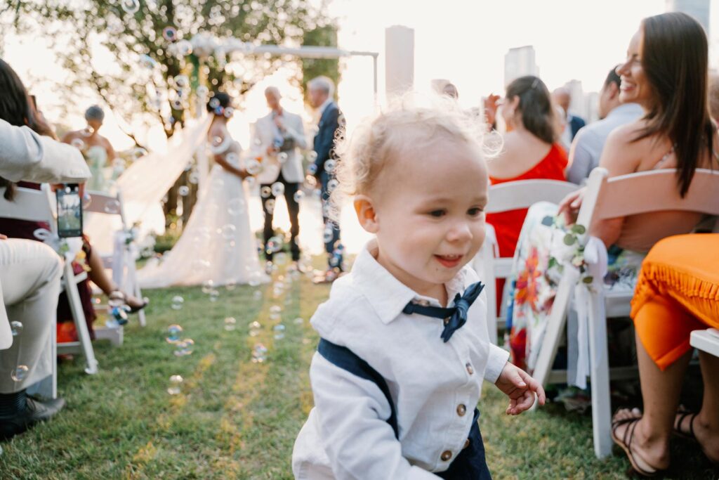 Riverlife wedding photographer - ceremony bubbles