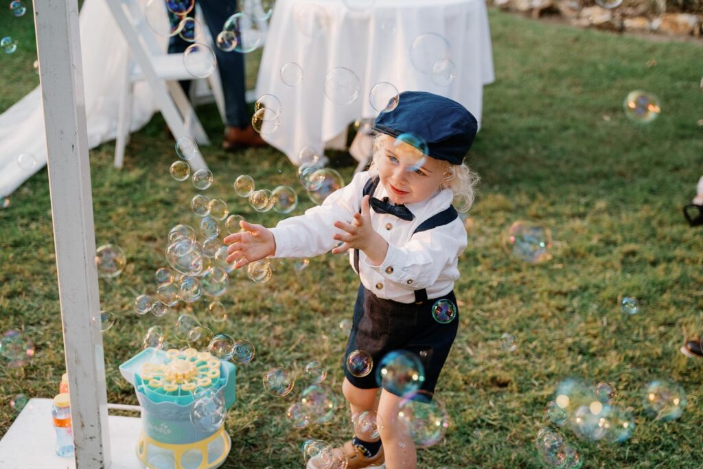 Riverlife wedding photographer - ceremony bubbles